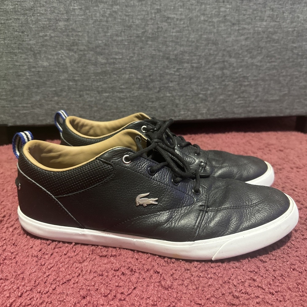 Lacoste Bayliss 119 1 U Men's Black Leather Lace-Up Sneakers US 11.5 EU 45